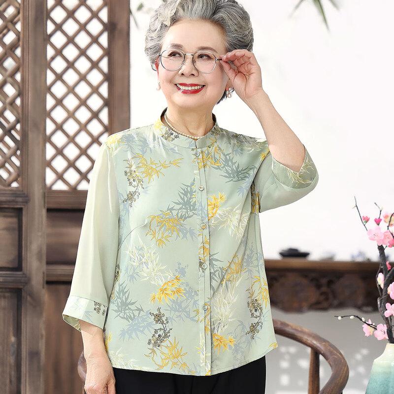 

Yu Zhaolin Women s New Chinese Style Three-Quarter Sleeve Cardigan Shirt 5XL