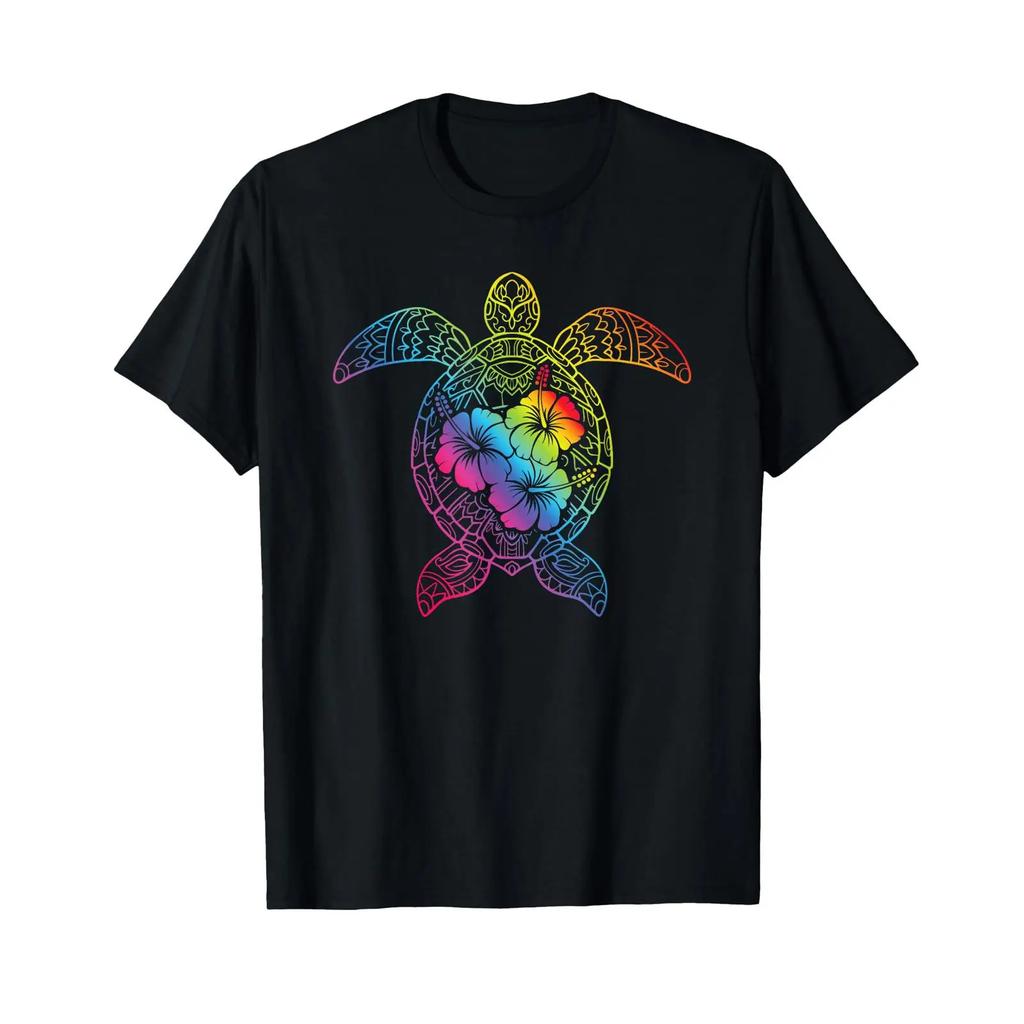 Sea Turtle Unisexdala Tropical Hawaiian T Shirt Black Vintage Homme Unisex Soft Graphic Slightly Comfortable Casual Stylish