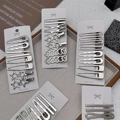 Gümüş Metal Saç Tokaları Kadın Kızlar Y2K Ördek Gagası Saç Tokası Kişilik Patlamaları Yan Başlık Tokaları Saç Tokası Şekillendirici Aksesuarlar