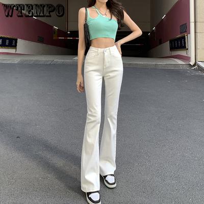 High Waist Schlagjeans Gerade Hosenbeine Bequeme Jeans für Damen Hosen Elastische Denim Hose Hosen