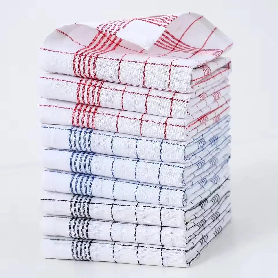Kitchen Cleaning 1/4/6Pcs Classic Plaid Dish Towel Scouring Pad, Soft Large Size Kitchen Towel, Suitable For Bar And