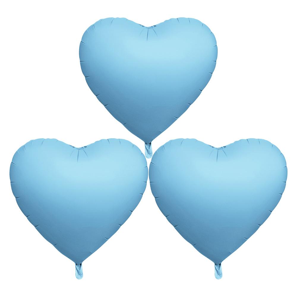 3-Pack 30inch Heart-Shaped Aluminum Foil Balloons, Matte Blue Heart Balloons, Suitable for Birthday Parties, Valentine s Day, Other
