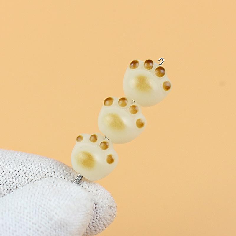 Charcoal-Grilled Cat Paw White Jade Bodhi Bead Bracelet for DIY Beading & Accessories