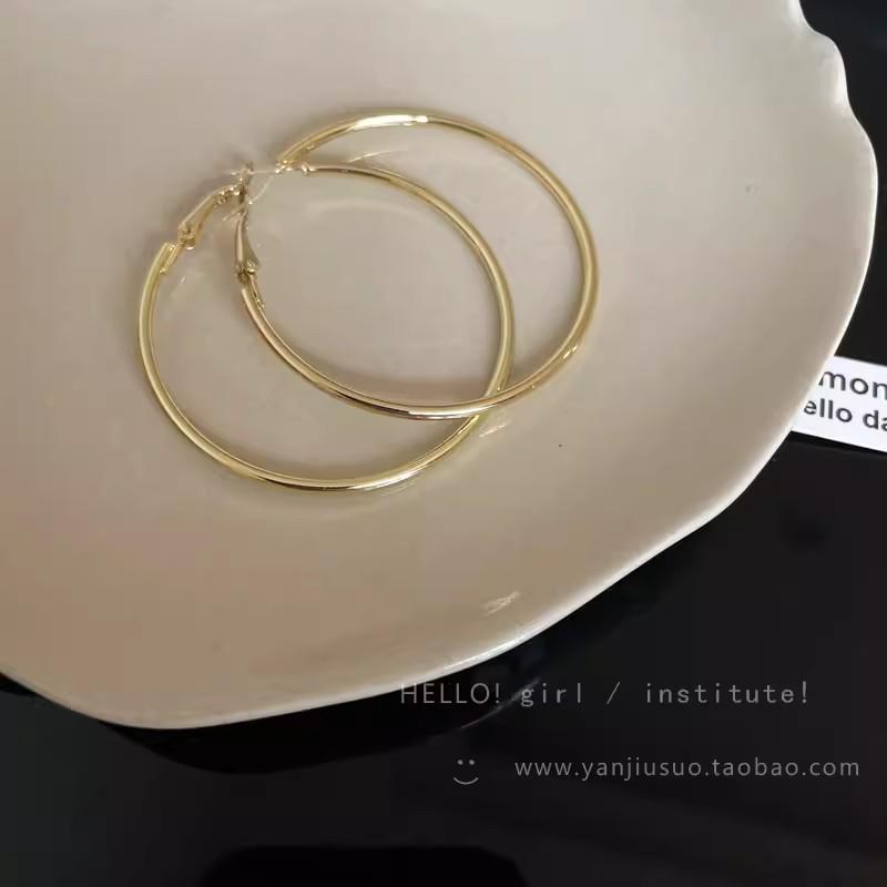 S925 Silver Needle Exaggerated Simple Hoop Earrings: Luxurious, High-End European & American Style for Women