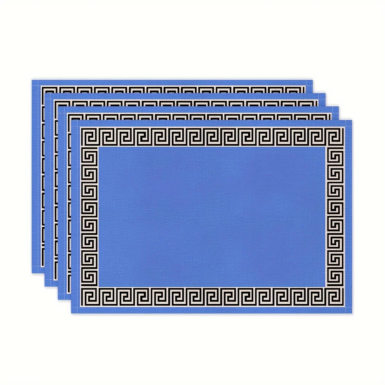 

1PC Solid Color Linen Blend Table Placemats Woven Rectangular Heat-Resistant Hanukkah Dining Decor Accessories Table Mats 1PC 30x45CM