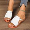 Large Size Summer New, Solid Color, Woven Simple Daily Retro Style Open-toed Beach Cool Slippers Sandals