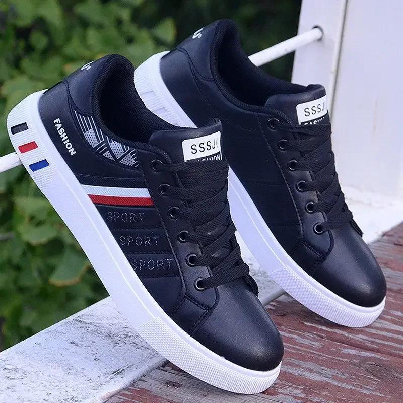 Men's Sneakers New Fashion White Casual Sports Shoes For Men Original Lightweight Flat Lace-up Tennis Shoes Zapatillas De Hombre