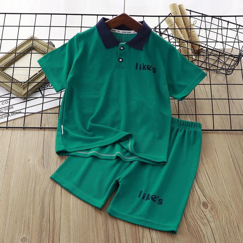 Summer Baby Boy Clothes Set Children Lapel Tshirts and Shorts 2pcs Suit Teenage Letter Short Sleeve Top Bottom Outfit Tracksuits