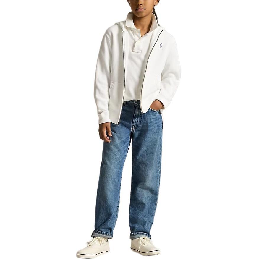 Polo Ralph Lauren Hoodie Embroidered Pony Logo Fleece Cotton Blend Full Zip Hooded Long Sleeve Kids hoodies White 323799360-501