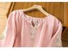 Women's Ethnic Cotton Linen Embroidered Lantern Sleeve Top