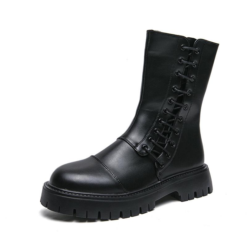 Men s British High-Top Leather Work Boots - Large Size, Thick-Soled, Cross-Border Motorcycle Style 41