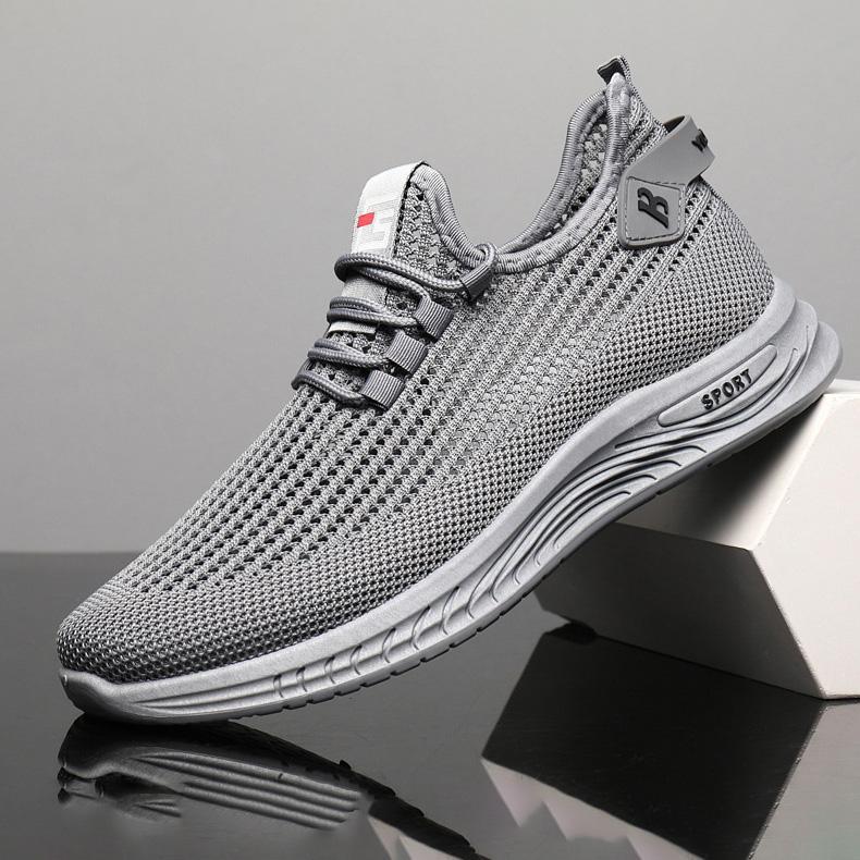 Men's Flyknit Sports Shoes Casual Mesh Breathable Single Shoes Lace Up Sneaker Running Shoes 39-44