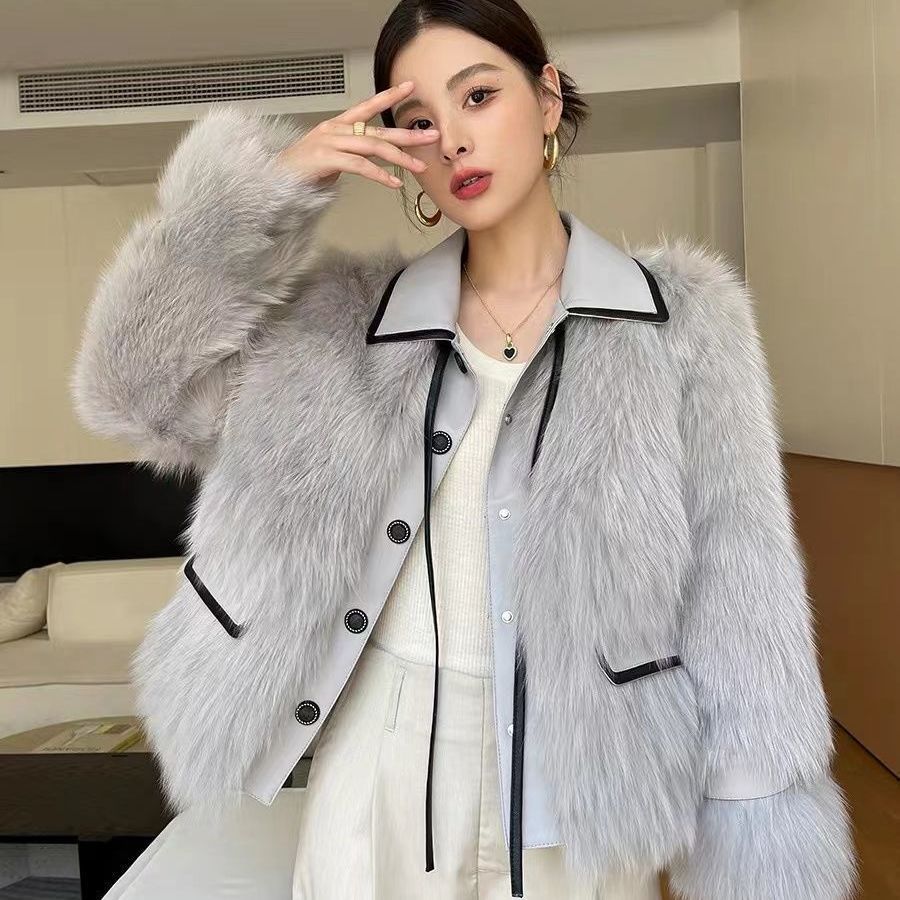 Thickened imitation fox fur imitation fur jacket women's light coat New winter temperament