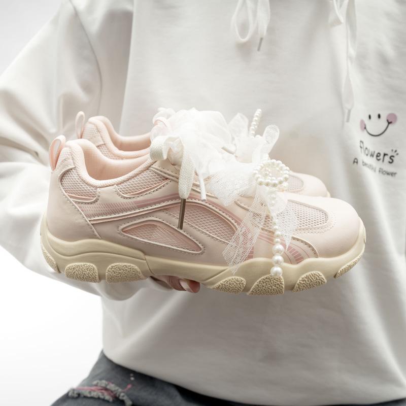 Belle shoes season breathable mesh German training shoes little white shoes student board shoes 2503