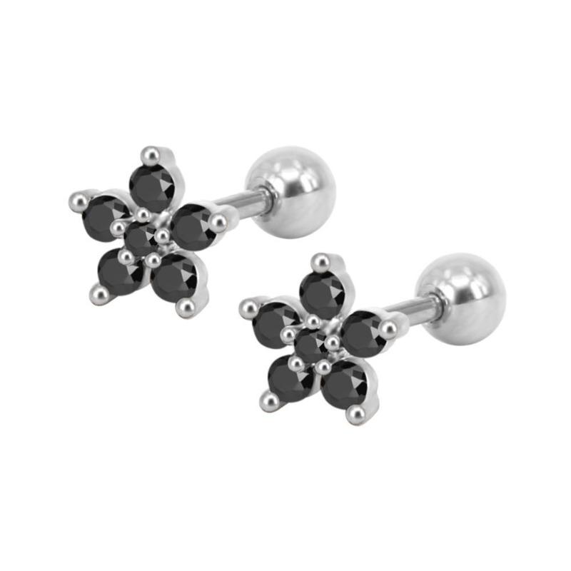 1Pc Women Cubic Zirconia Flower Ear Stud Earring Piercing Cartilage Jewelry Gift