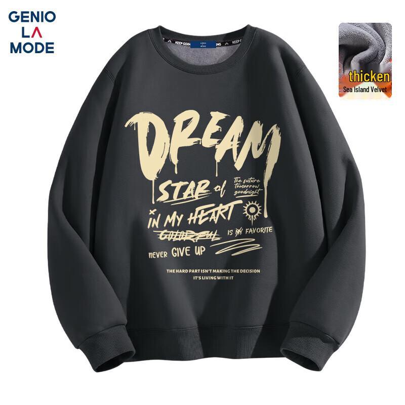 

GENIOLAMODE Men s Fleece-Lined Crewneck Sweatshirt L