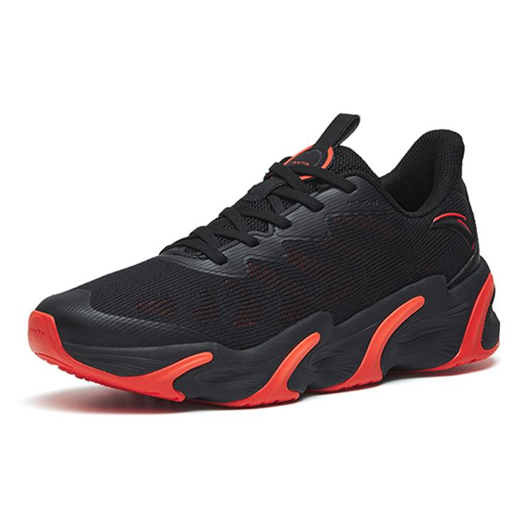 Anta Cushioning Breathable Lightweight Abrasion Resistant Low top Running Shoes Men's Black Orange 112245523-1