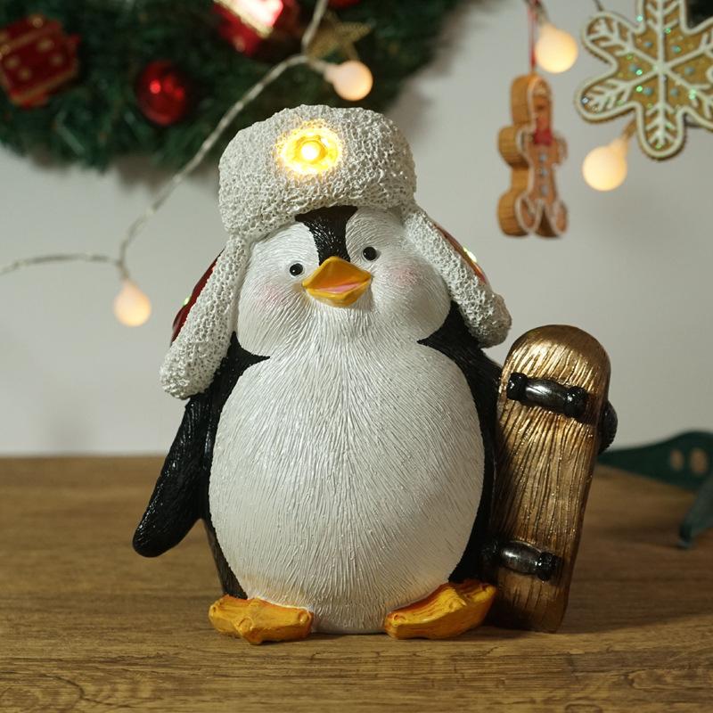 Christmas Animal Sculpture Ornaments Brown Bear Drummer Dog Gift Idea Box Nice Skateboard Penguin Christmas Home Use Decorations