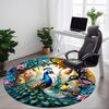 1pc Peacock Feather Print Chair Carpet for Office Non-Slip, Machine Washable Rug for Office, Sleeping, Room - Holiday Decor