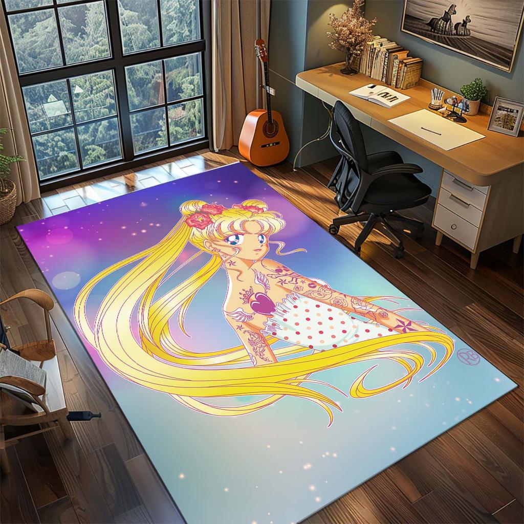 Sailor Moon Anime Teppich Großer Teppich Rutschfeste Waschbare Fußmatte Gamer Zimmer Schlafzimmer Heimdekoration -QJY