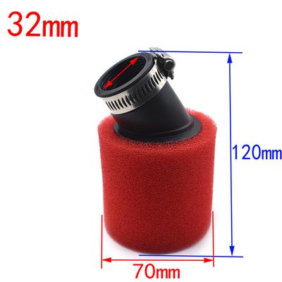 32mm 35mm 38mm 42mm 45mm 48mm Bend Elbow Neck Foam Air Filter Sponge Cleaner Moped Scooter Dirt Pit Bike Motorcycle RED Kayo BSE