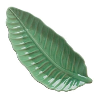Piatto da Colazione Piatto Creativo per Dim Sum Piatto da Cena in Ceramica Verde Malachite Stoviglie Tailandesi Semplici a Tema Foresta Pluviale Tropicale