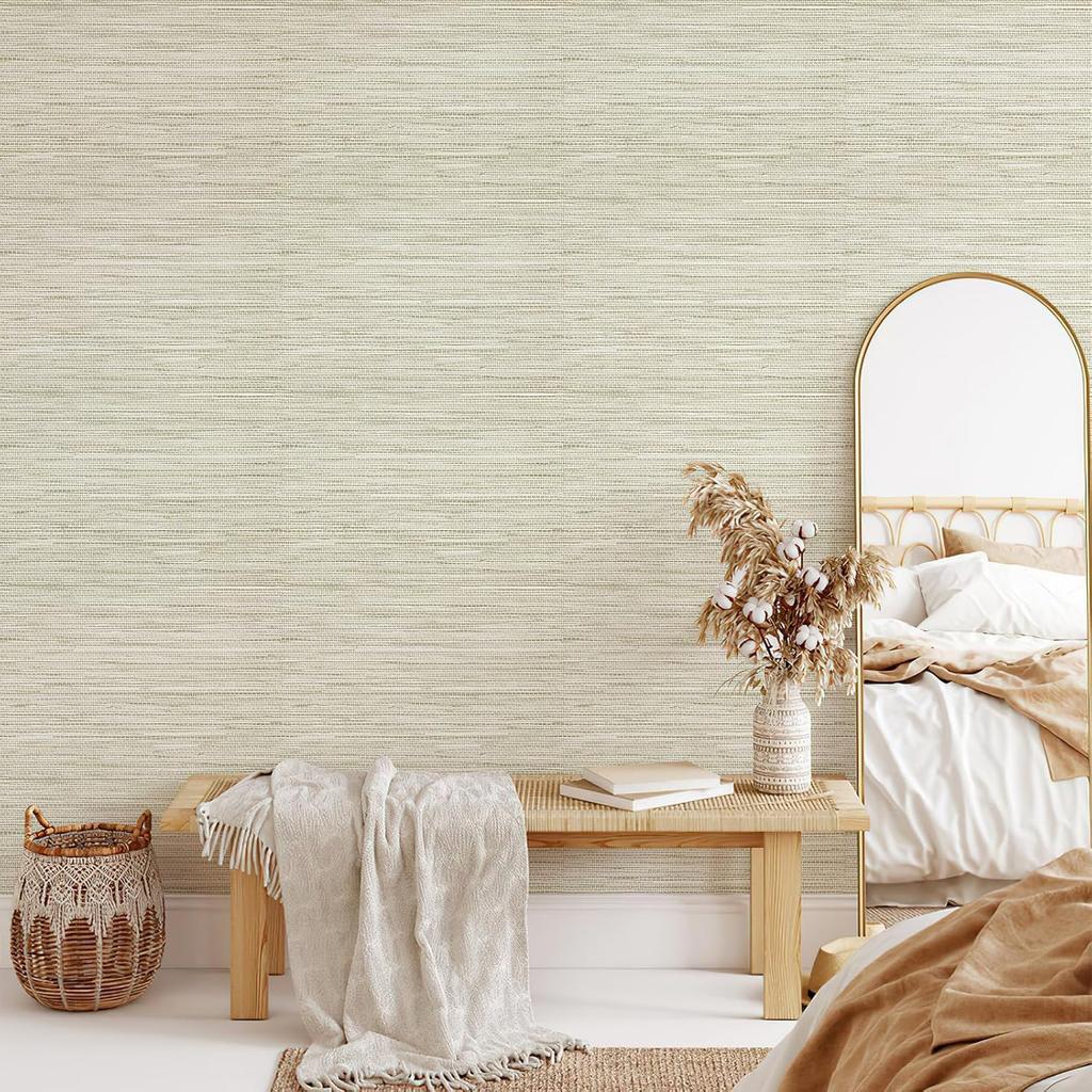 Grasscloth Peel And Stick Wall Cover Cream Grassweave Self Adhesive Wall Cover Textured Stick On Wall Cover Removable Contact Paper