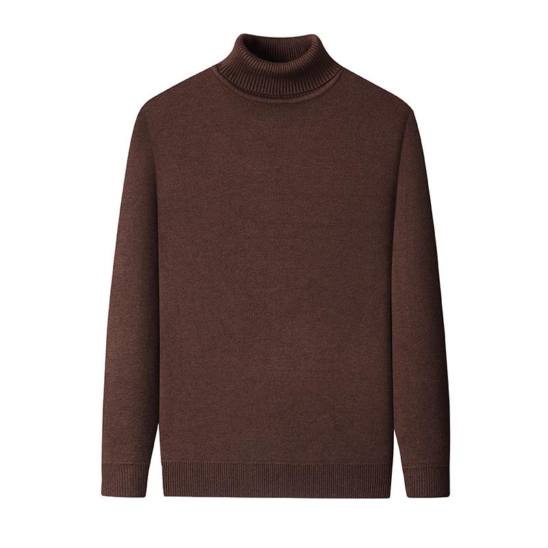 Men's Casual High Neck Knitted Sweater - Velvet Mink, Thickened, Plus Velvet, Basic Style