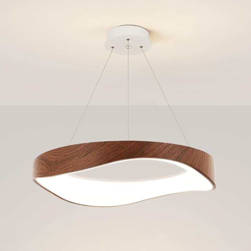 

Современная светодиодная люстра, подвесной светильник-кольцо, подвесная лампа с отделкой под орех методом переноса воды, современная светодиодная люстра, круглый металл 40CM