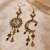 Orecchini Pendenti Bohémien Sole Luna Stella con Nappe Lunghe Accessori Gioielli Retrò Per Donne e Ragazze