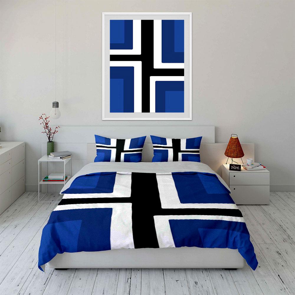Blau-weißes Kreuz. Bettwäsche-Sets Bettbezug-Sets Bettbezüge Kissenbezüge(1 * Bettbezug 2 * Kissenbezüge ohne Bettdecke)