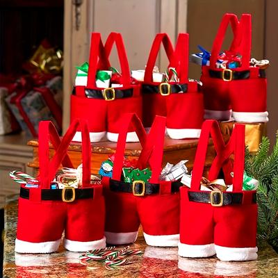 Festliche Weihnachts-Süßigkeitentüten: Weihnachtsmann-Hosen-Stil, perfekt für Neujahrs- und Weihnachtsgeschenke – aus Polyester