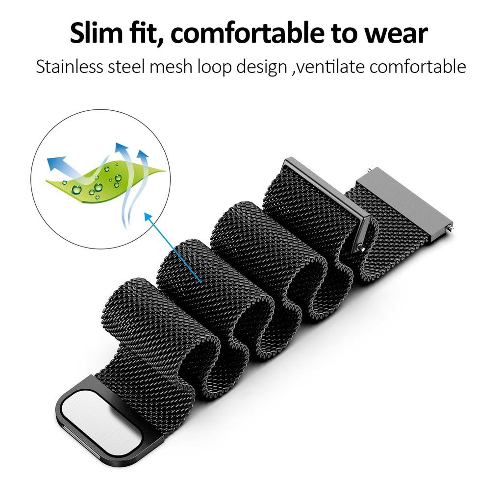 Magnetic Milanese Loop Strap & TPU Full Cover Soft Case For Amazfit Active/2 Max Stainless Steel Mesh Watch Band Set