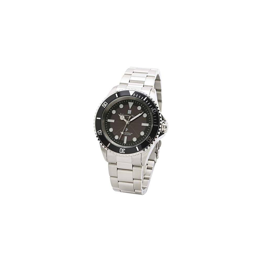 Salvatore Marra Men s Solar Radio-Controlled Watch Black Waterproof with Cross Strap