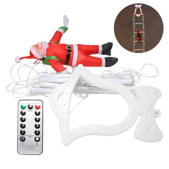 LED Christmas String Lights Santa Claus Decorative Ladder Lights 8 Modes Timer Memory Function Xmas Outdoor Indoor Decorations Waterproof Fairy Lights