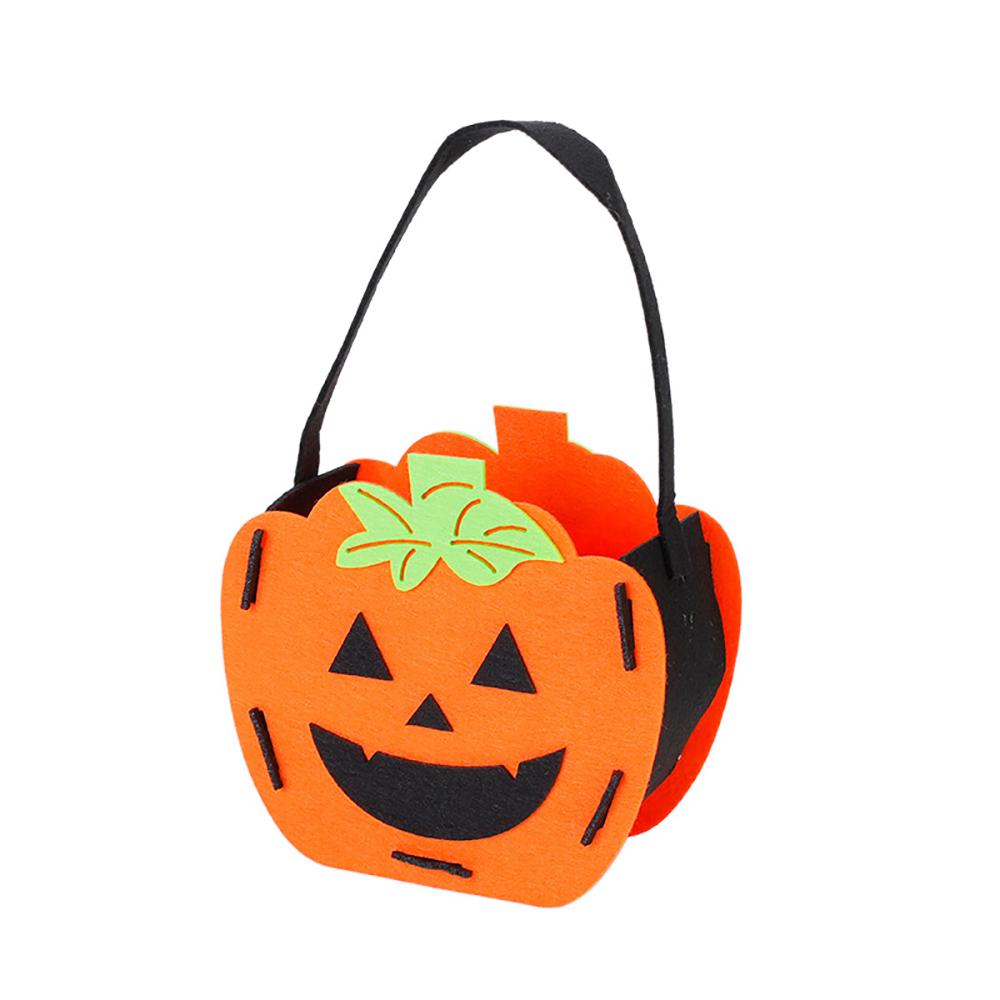 Halloween Pumpkin Candy Bag Halloween Decorative Felt Handbag Halloween Trick Or Treat Goody Bags Kids Halloween Party Gift Bag