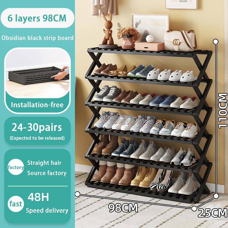 Folding Shoe Rack Multi-tier Shoe Rack for Entryway Balcony Potted Plant Shelves Simple Assembly Shoe Rack Make Of Bamboo