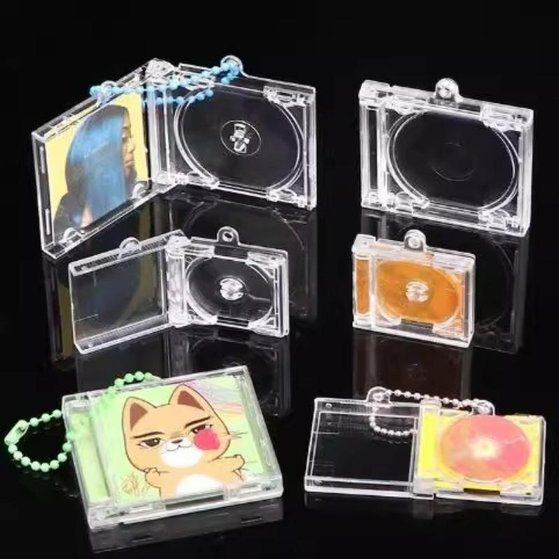 1/30pcs Clear Peripheral Commemorative Album Blank Mini CD Case Pendant for DIY Keychains Backpack Hanging Key Chains Decoration