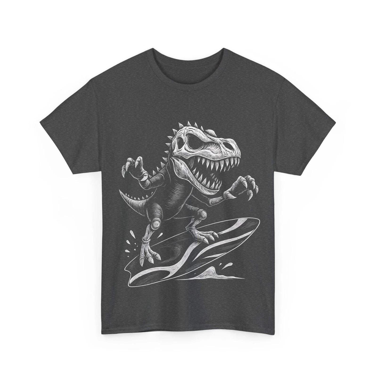 T-Rex Surfing T-shirt Tyrannosaurus Rex Surfer Gift Tee Skeleton Wave Rider 4XL