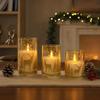 Gold Christmas LED Flameless Candle for Holiday Decor, Requires 3 AAA Batteries