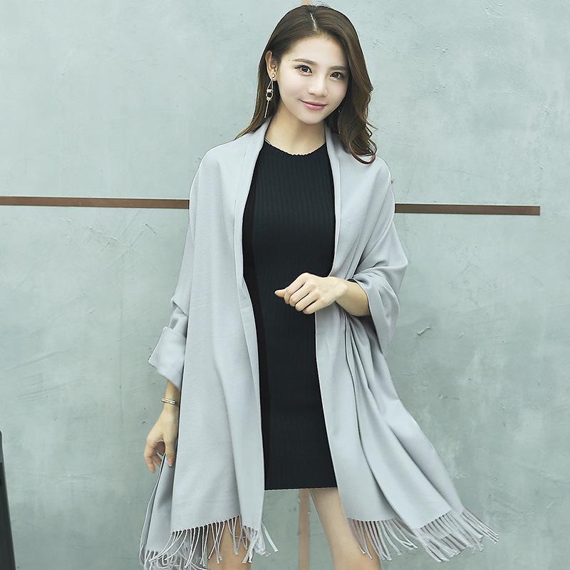 Korean-Style Thickened Imitation Cashmere Scarf: Unisex Long Shawl for Autumn/Winter