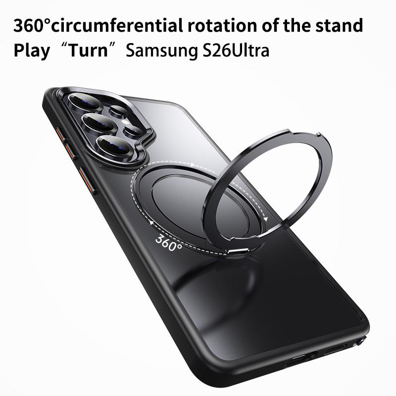 360 Rotating Bracket Simple Magnetic Case For Samsung S26 Ultra S25 S24 Plus S23 S22 Comfortable Grip Shockproof Slim Cover