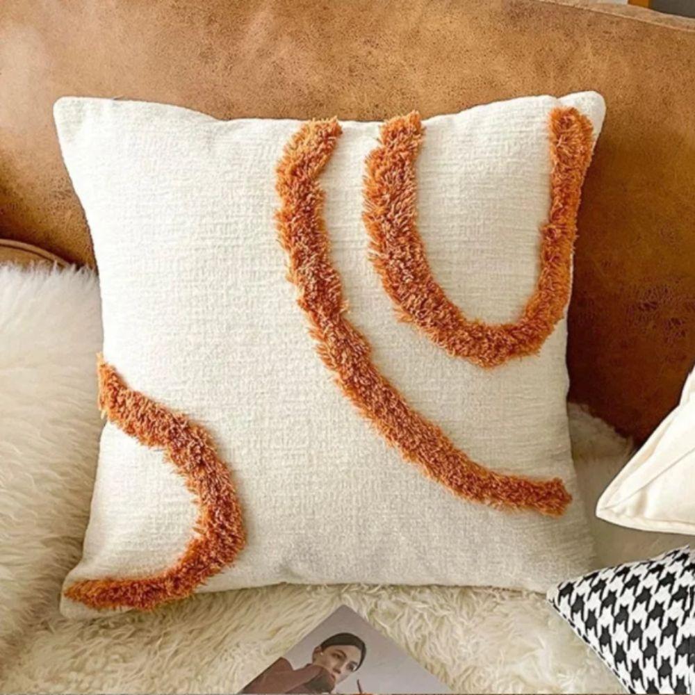 Plush Material Throw Pillow Cover Brown Retro Sofa Cushion Cover Linen Pillow Cover  Home Decor