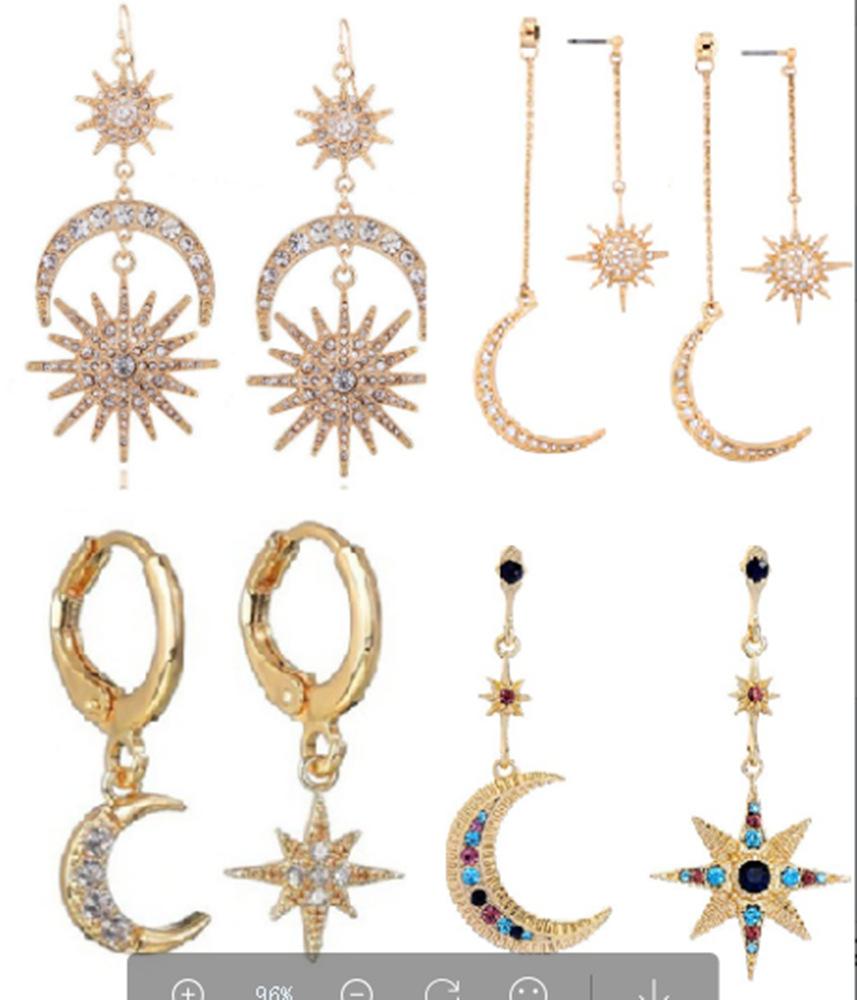 Wish Earrings Fashion Exaggeration Sun Moon Earrings Alloy Earrings Earrings