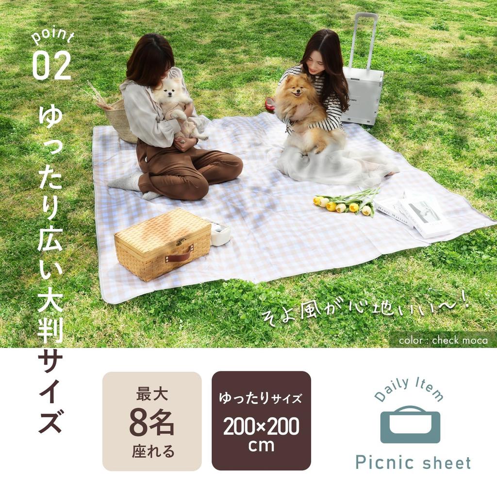 Large Thick Picnic Sheet 150x200 Waterproof Lightweight Korean Style Dark Color Instagrammable Outdoor Foldable Camping Washable [Rocotto] (Check