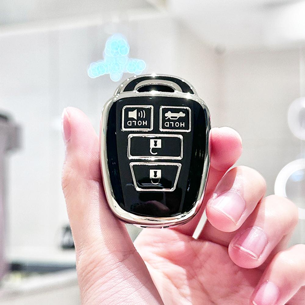 

Серебристый край 2/3/4 кнопки Чехол-брелок для автомобильного ключа-пульта дистанционного управления для Toyota Aqua Ractis Vitz RAV4 HiAce Land Cruiser Бесключевой 4 button key cover