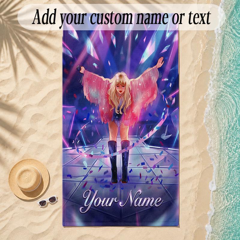 Beach TowelTaylor Swift Custom Name Text Personalized Soft Towel for Beach Pool Indoor Home Decor Gift