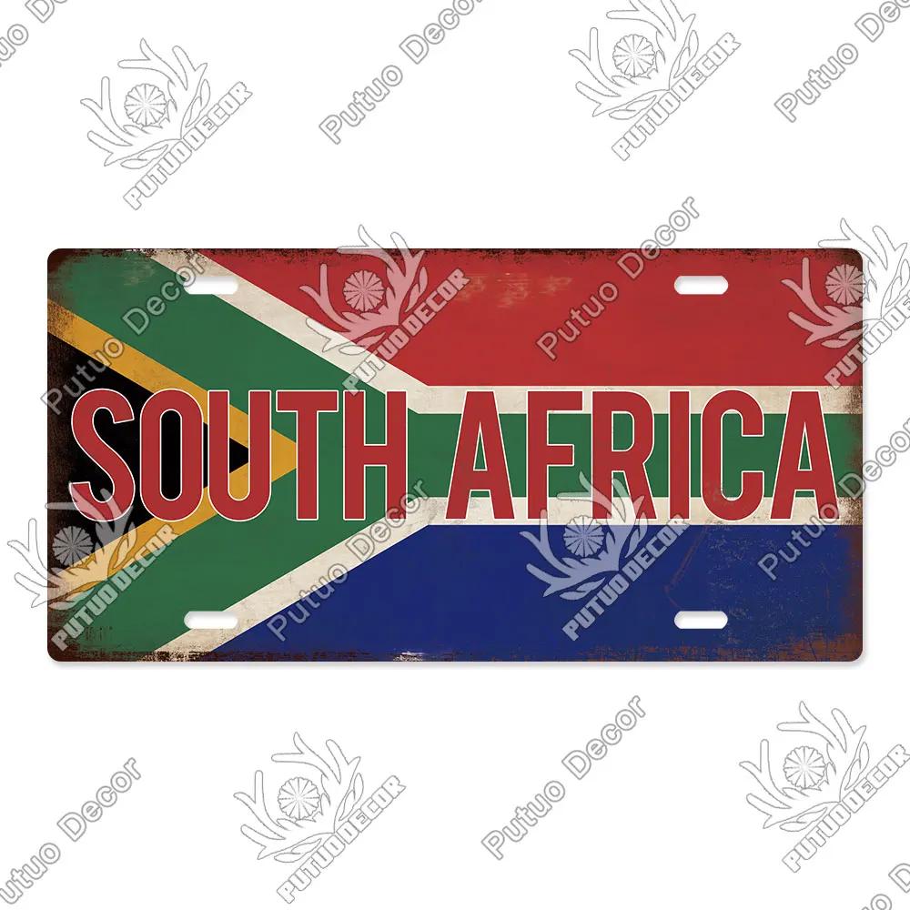 Putuo Decor National Flag Metal Sign Licenses Plate Plaque Metal Vintage for Garage Bar Pub Living Room Kitchen Wall Decoration