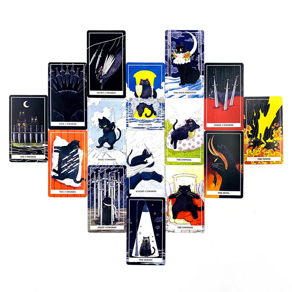 Nuovo Mazzo di Tarocchi Gatto Nero 78 Carte di Tarocchi a Tema Gatto Edizione per Meditazione Divinazione Mazzo Giochi da Tavolo Giochi di Società Per Amanti dei Gatti