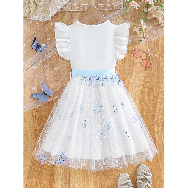 Sweet Butterfly Print Gauze Dress For Girls - Summer Children's Fashion Princess Dress